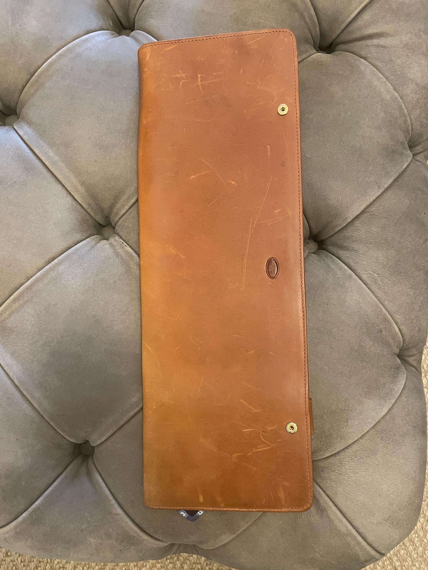 Organizer da viaggio vintage elegante in pelle italiana per cravatte, artigianato di lusso fatto a mano.