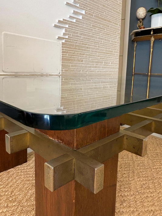 Vintage table living space age trays mid century set of two antique luxury handmade decoration Brass wood deco Italy design coffee bedroom image 2