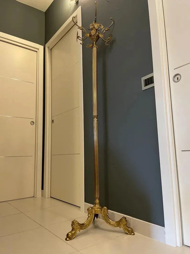 appendiabiti vintage in ottone dorato stile mid-century italiano art deco per ingresso elegante