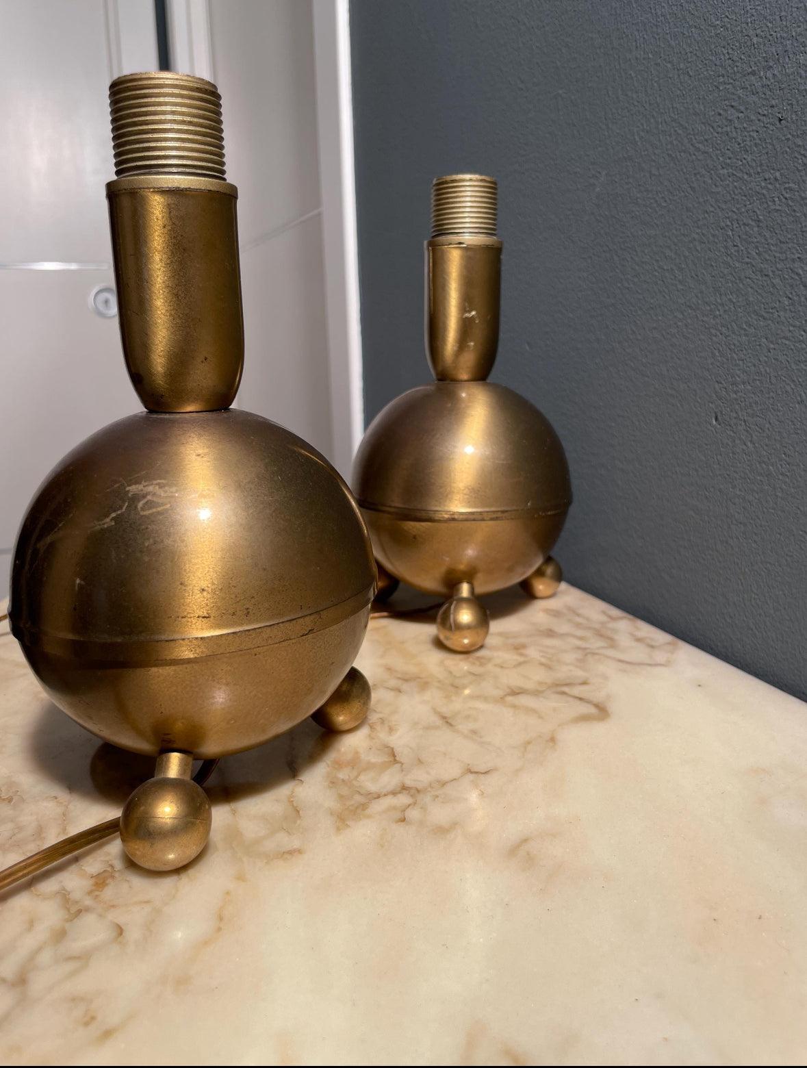 coppia lampade vintage in ottone design Bauhaus anni 40 stile mid-century modern