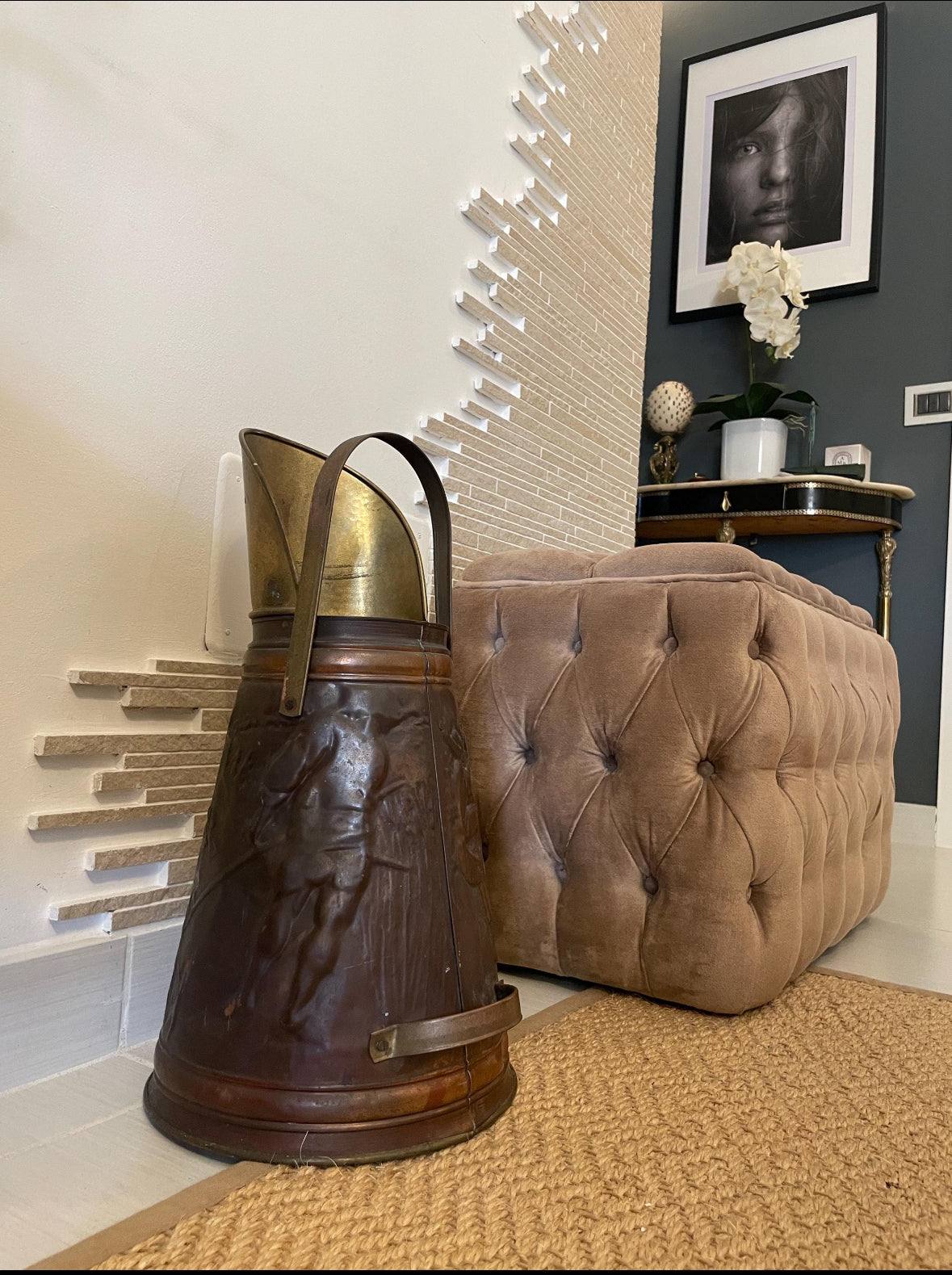 Portaombrelli vintage italiano in ottone pieno con design antico e raffinatezza artigianale