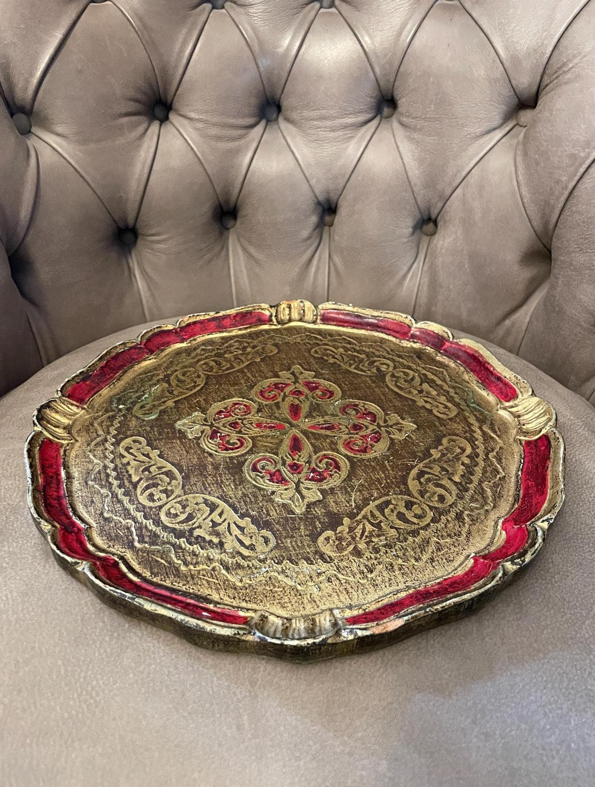 vassoio antico artigianale decorativo vintage per tavolini da comodino stile barocco italiano