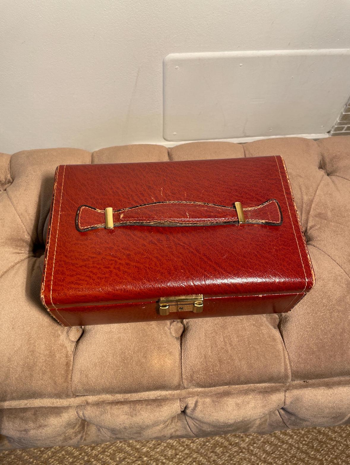 Scatola organizer grande porta gioielli vintage in pelle rossa made in Italy lusso elegante