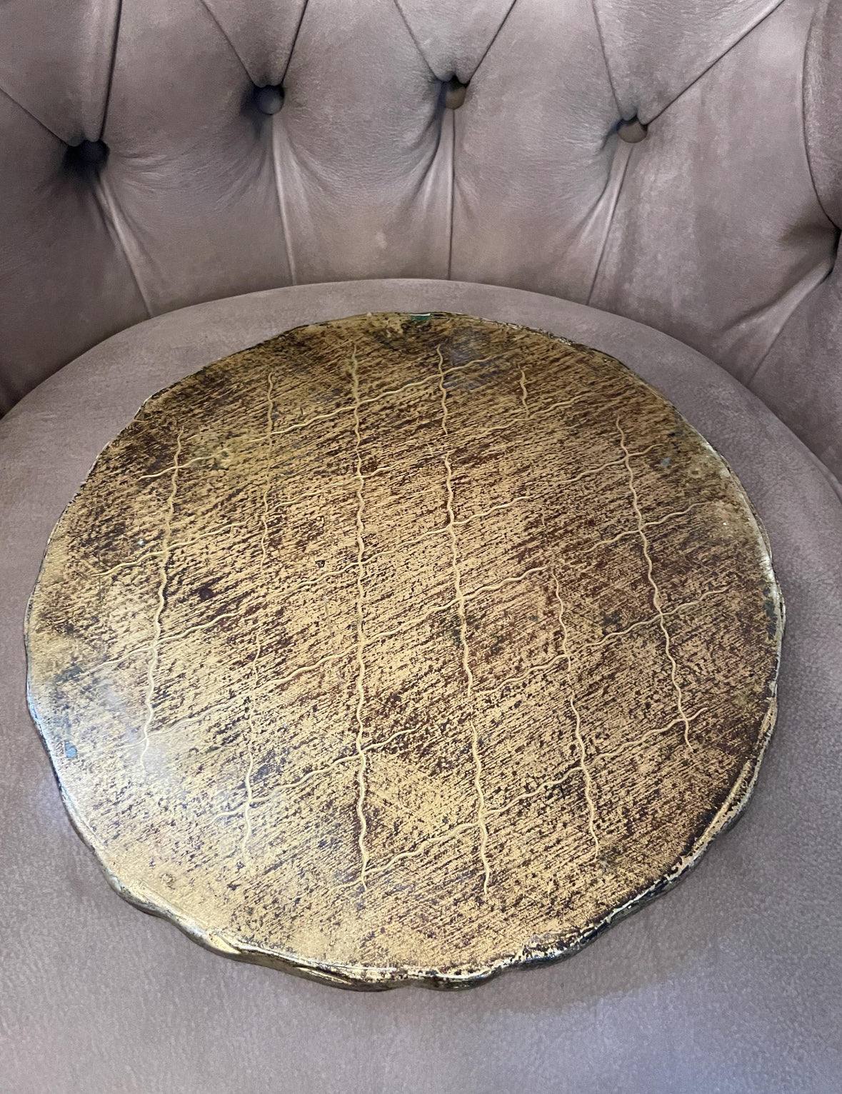 vassoio vintage da comodino in stile fiorentino antico con finitura dorata fatta a mano leggera