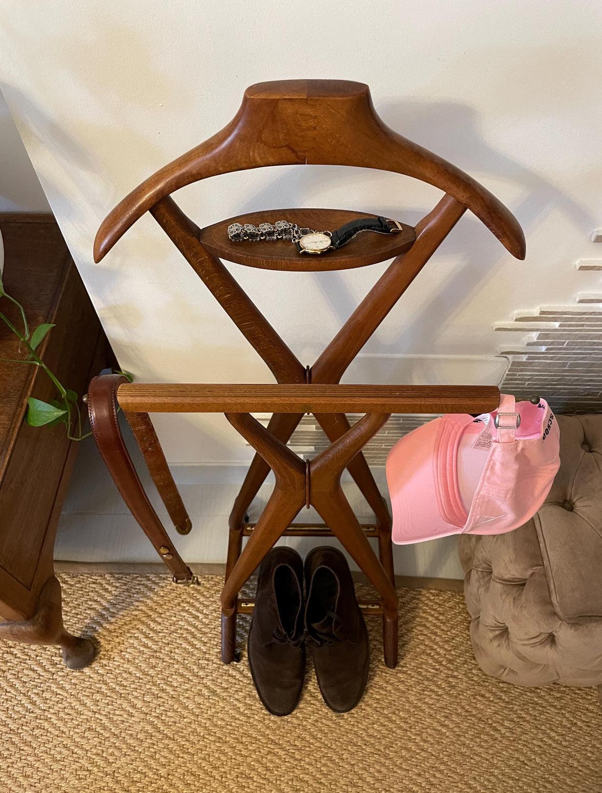 appendiabiti Fratelli Reguitti vintage in legno con organizer e porta accessori uomo
