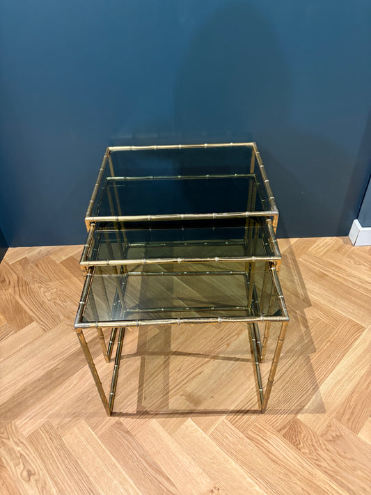 Nest brass tables bamboo regency style