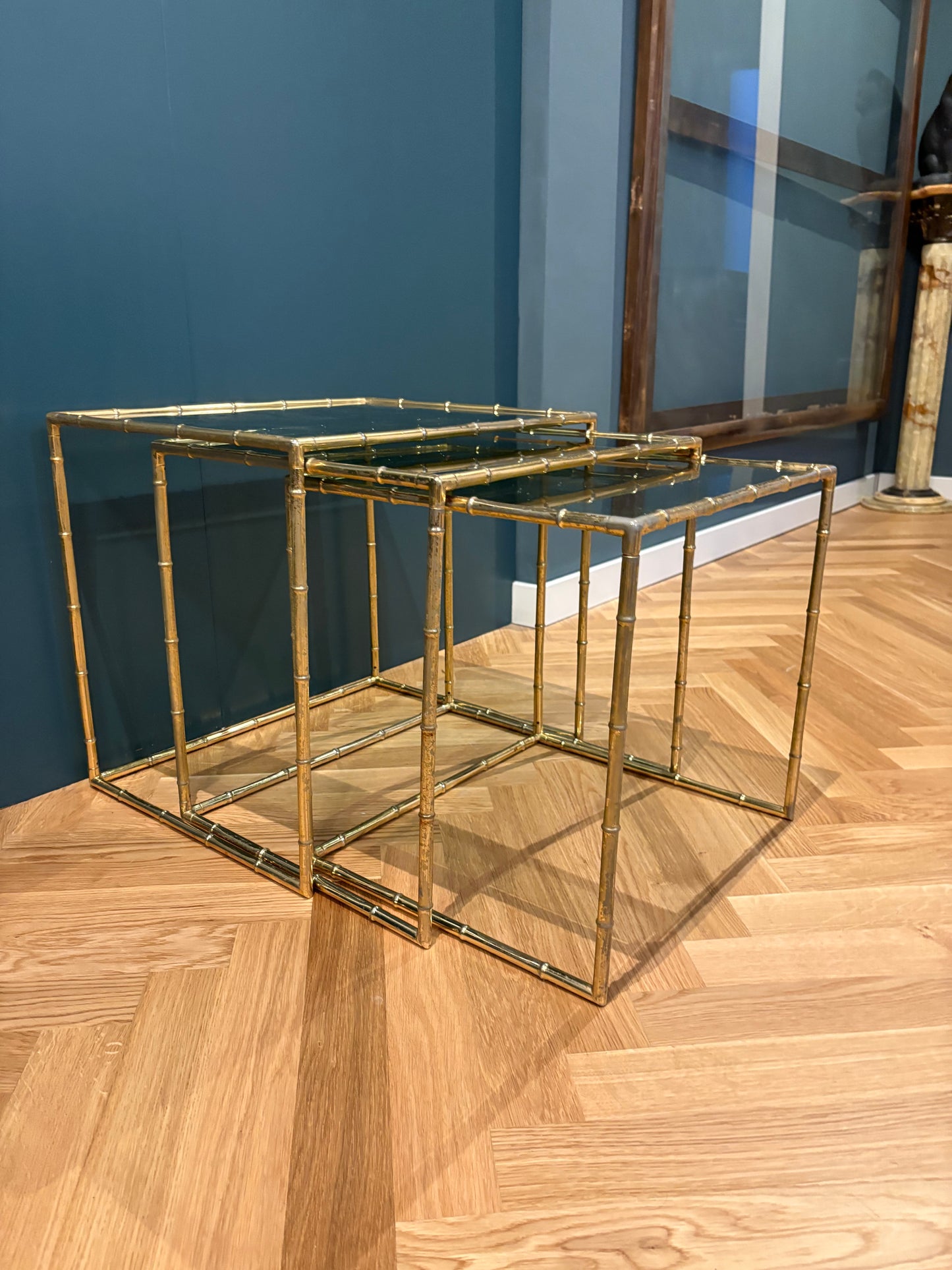 Nest brass tables bamboo regency style