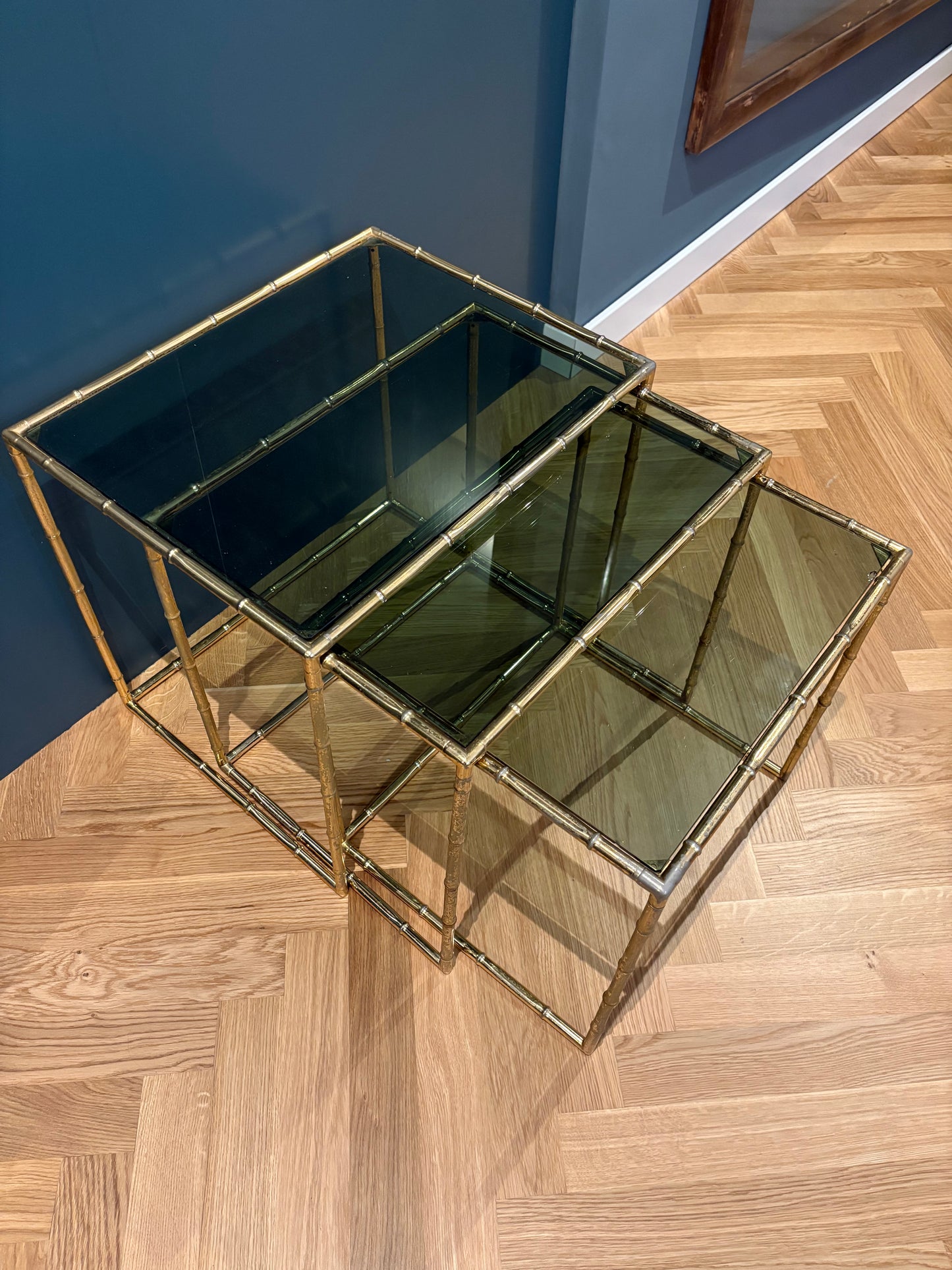 Nest brass tables bamboo regency style