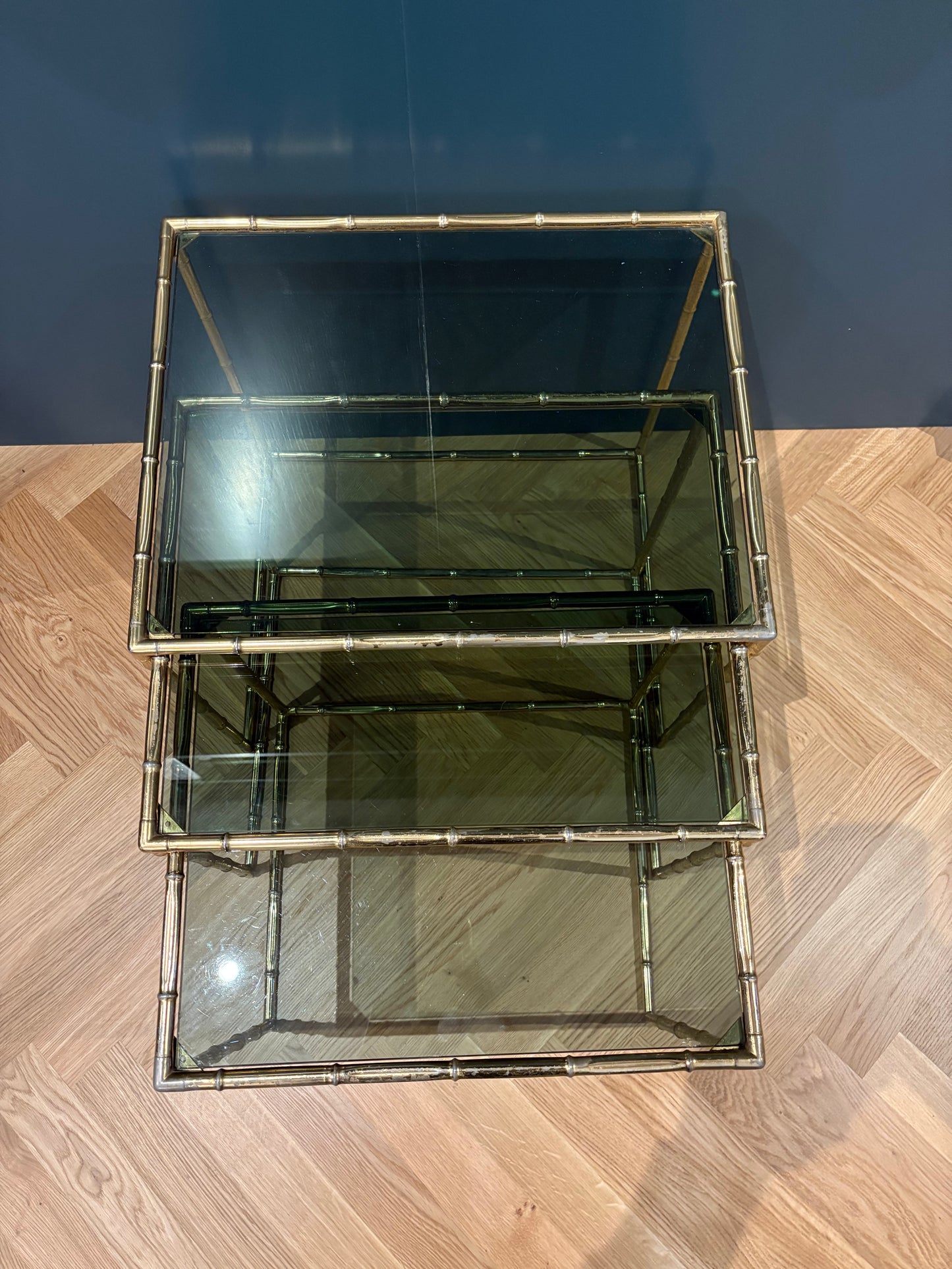 Nest brass tables bamboo regency style