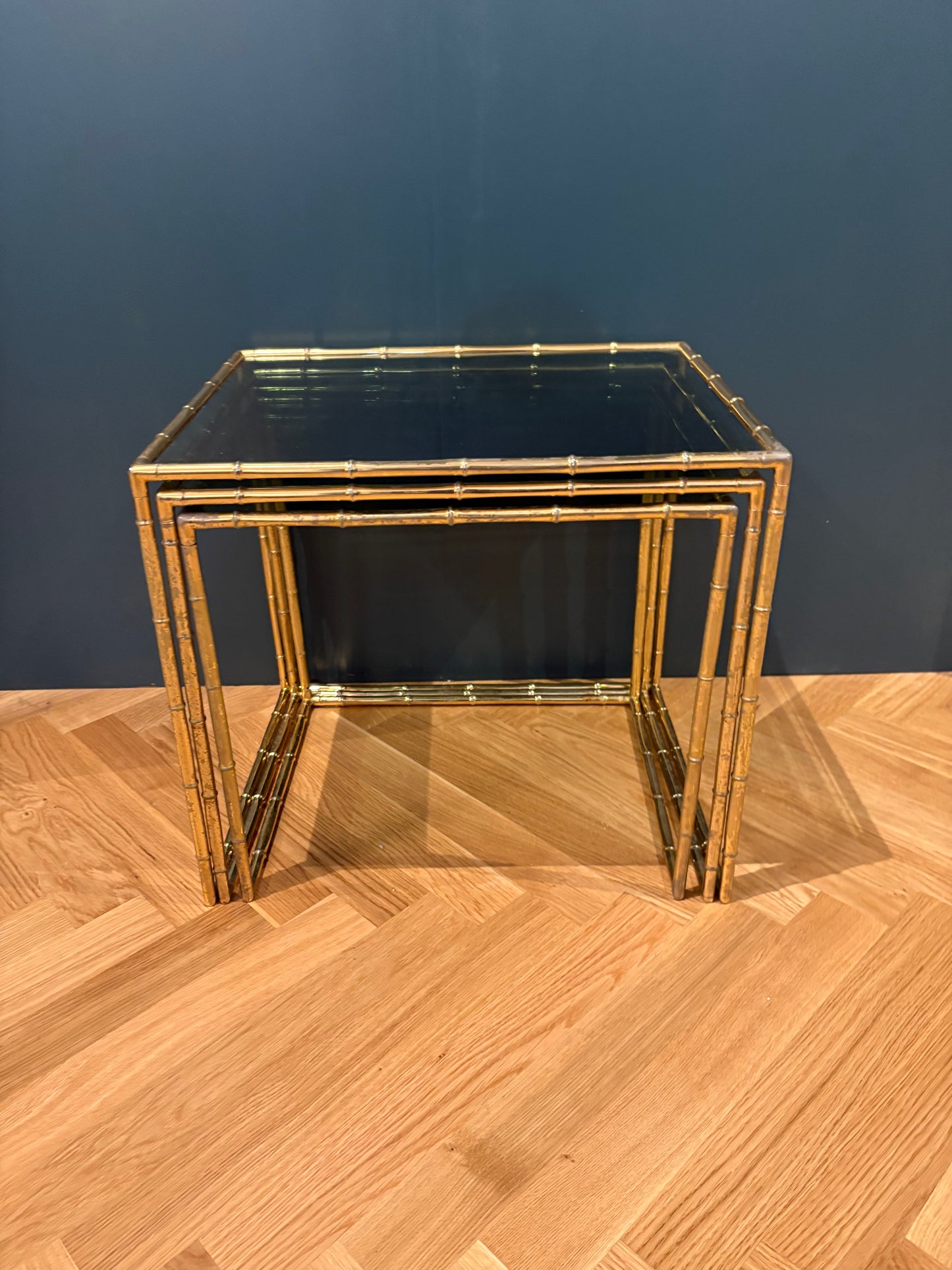 Nest brass tables bamboo regency style