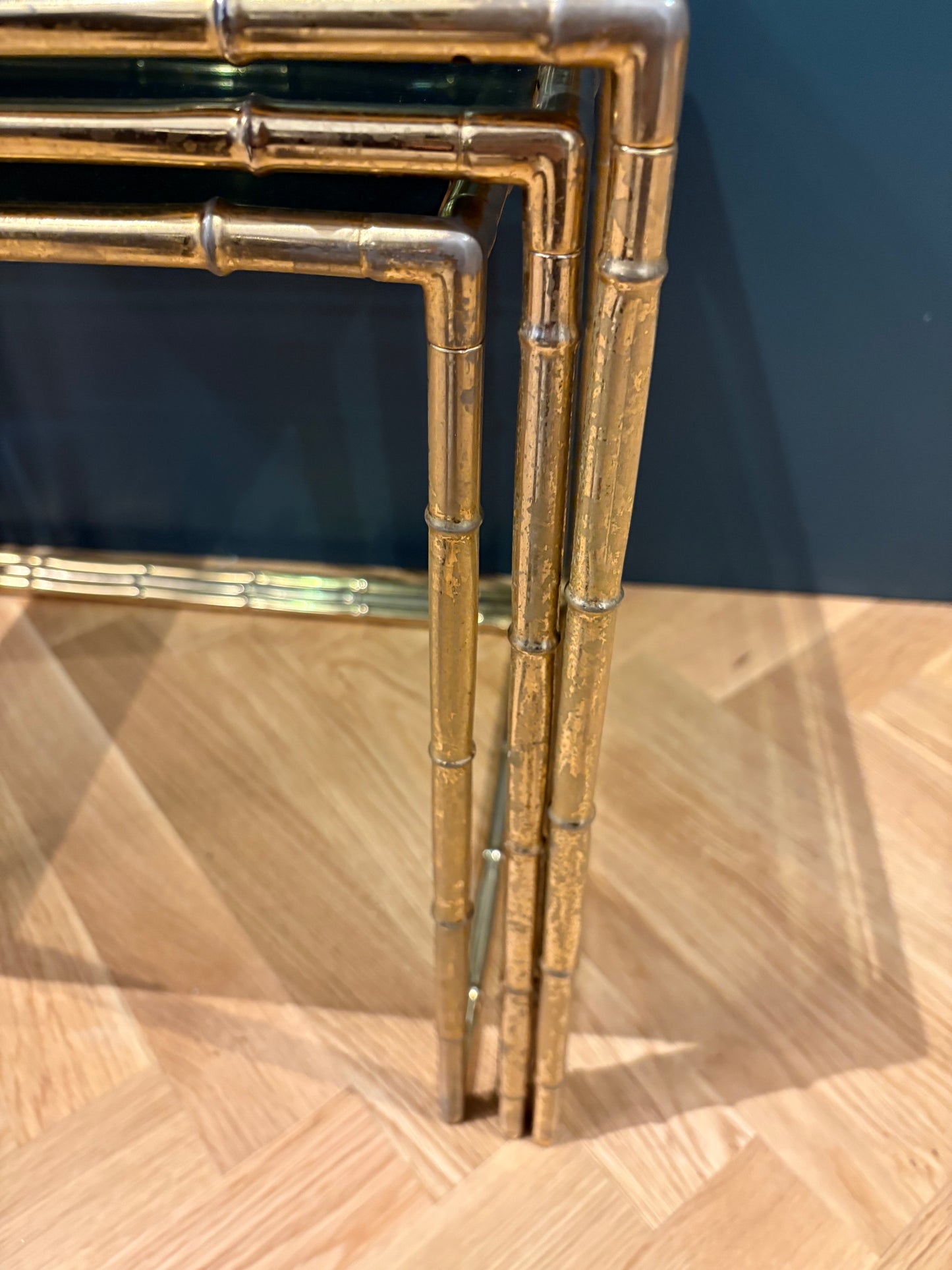 Nest brass tables bamboo regency style