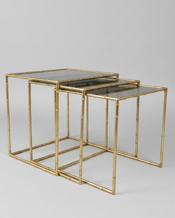 Nest brass tables bamboo regency style
