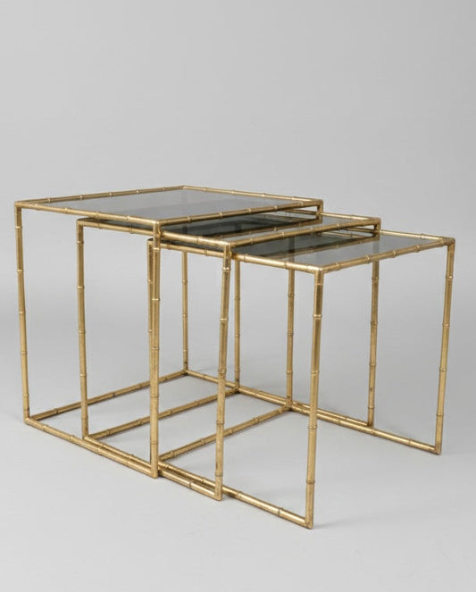 Nest brass tables bamboo regency style