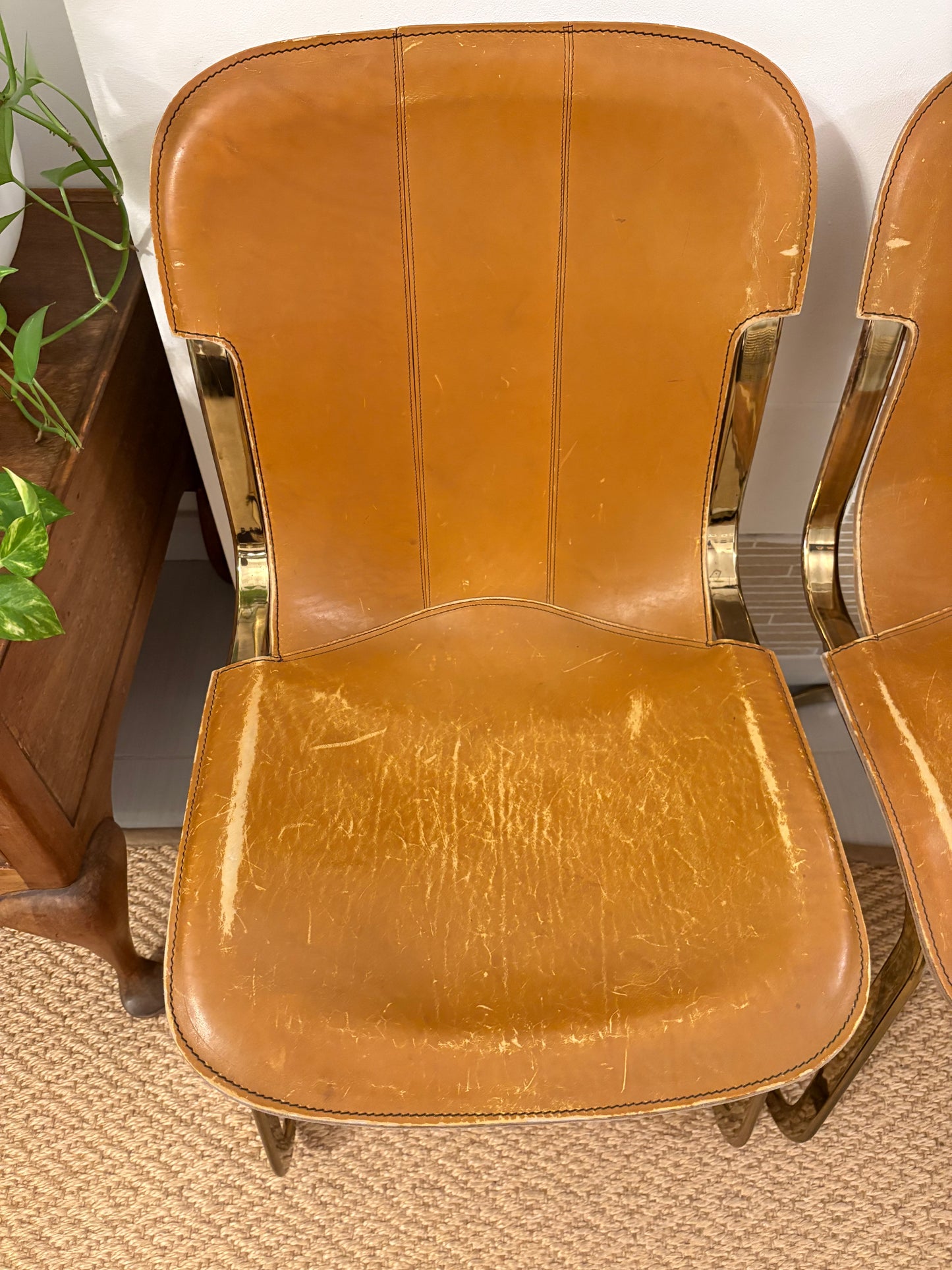 Set of 4 Willy Rizzo leather chairs