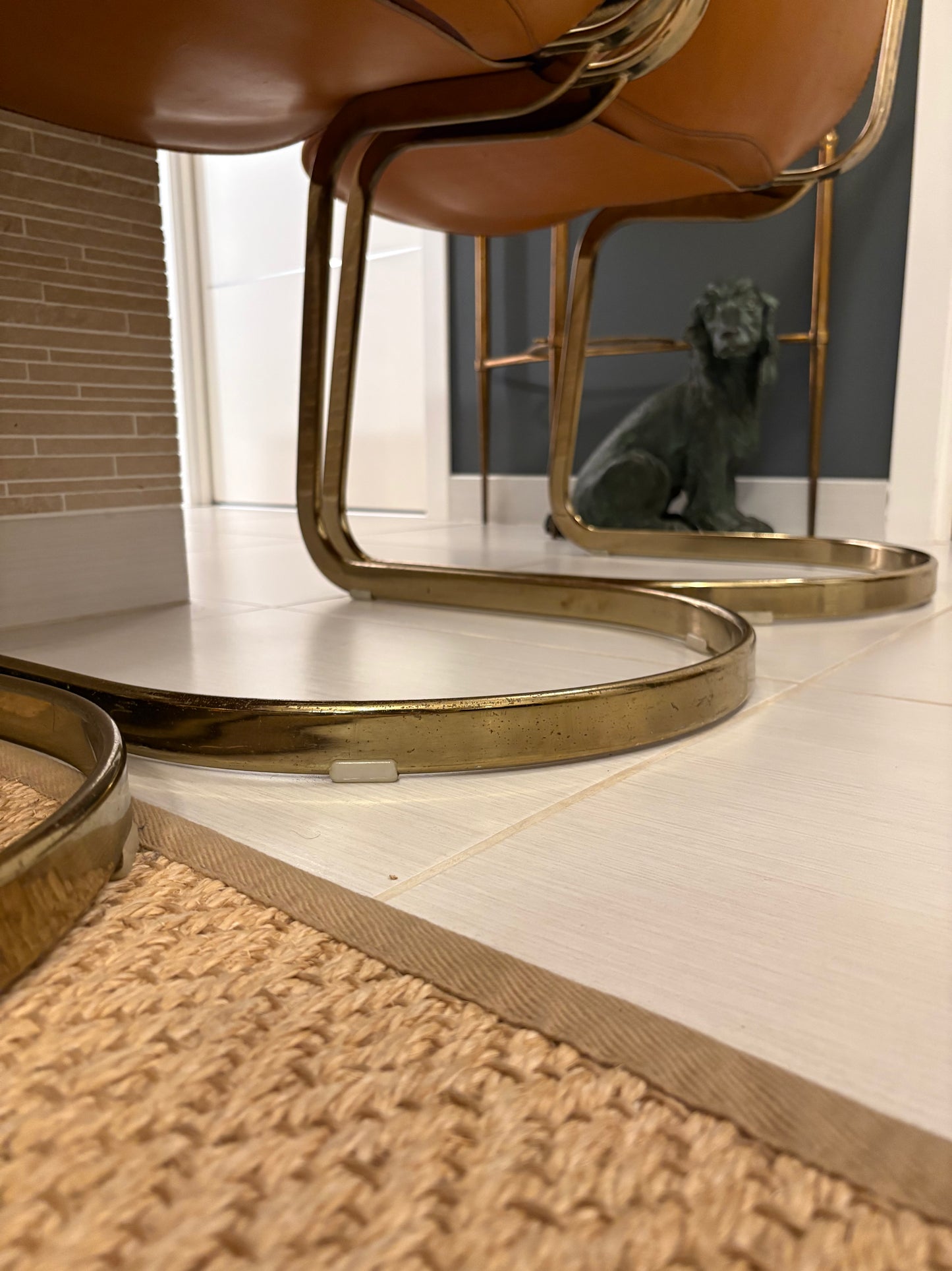 Set of 4 Willy Rizzo leather chairs