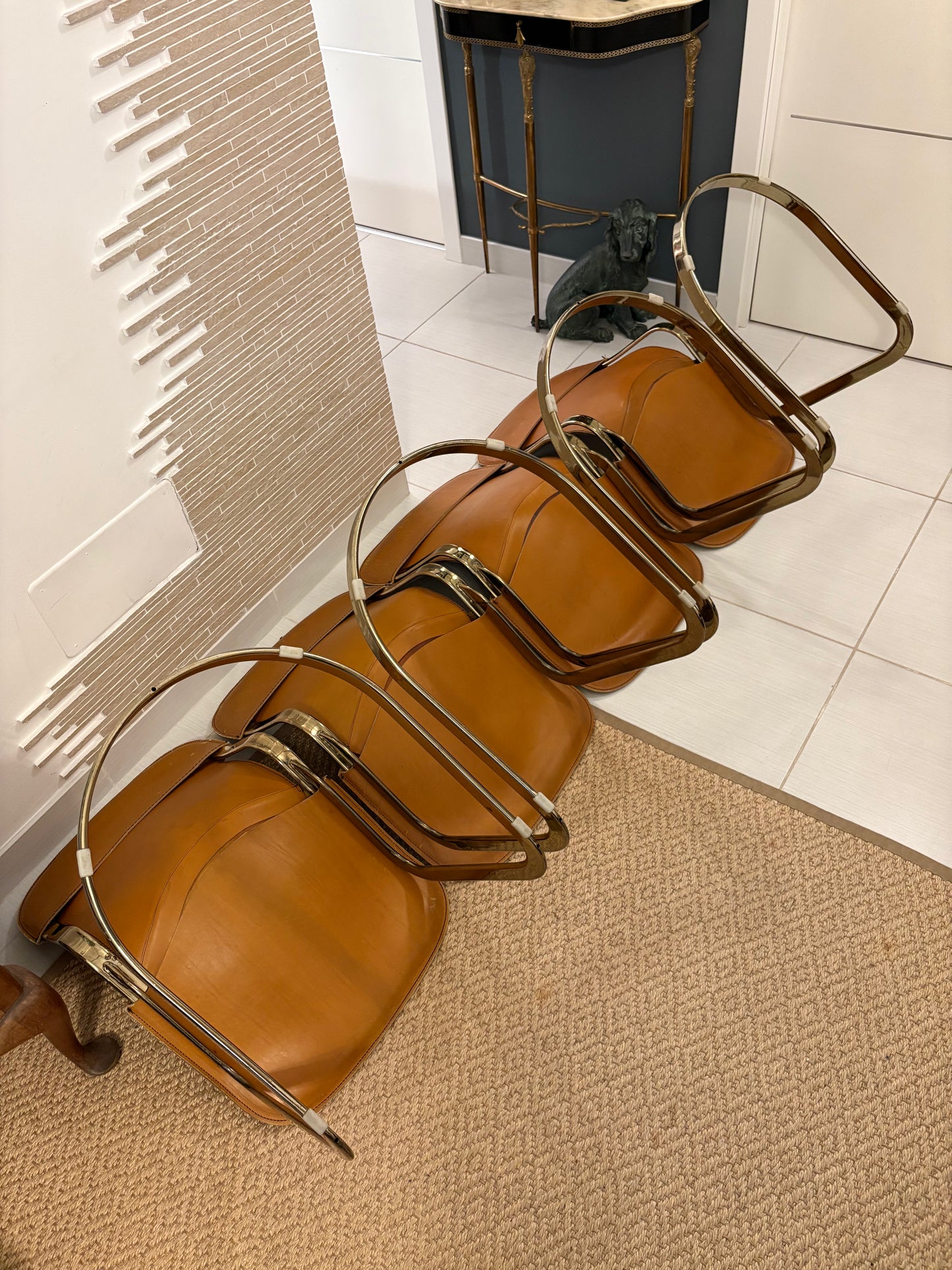 Set of 4 Willy Rizzo leather chairs