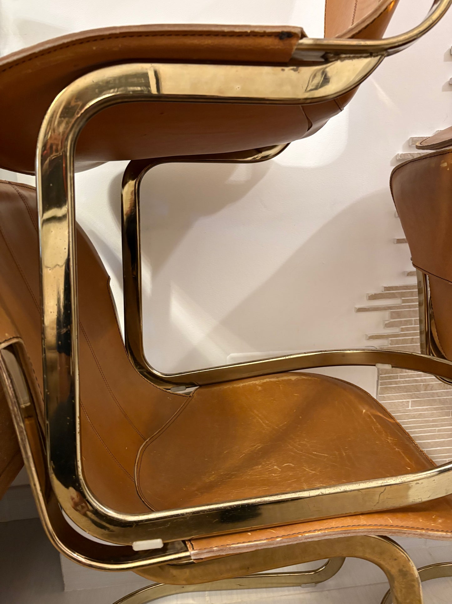 Set of 4 Willy Rizzo leather chairs