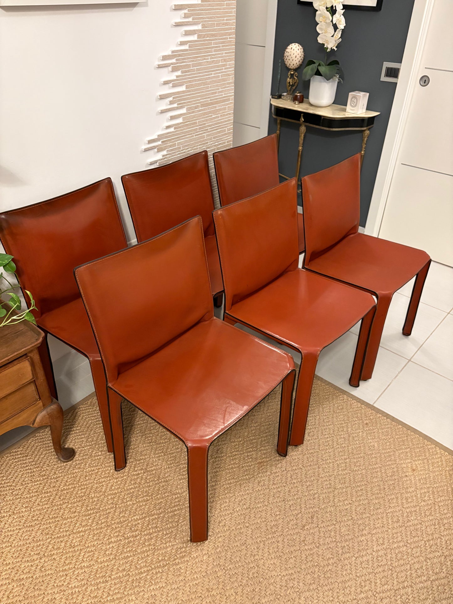 Set 6 chairs Mario Bellini - Cassina 412 Cab