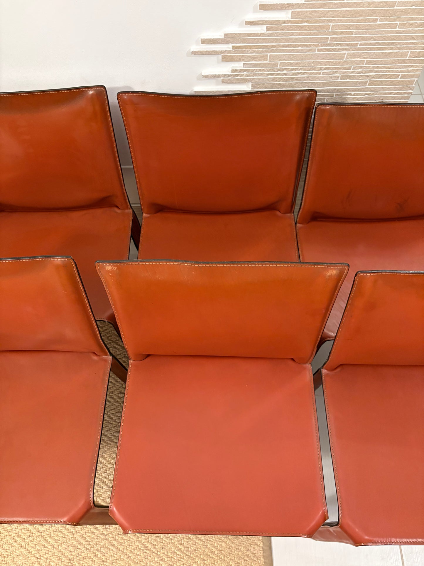 Set 6 chairs Mario Bellini - Cassina 412 Cab