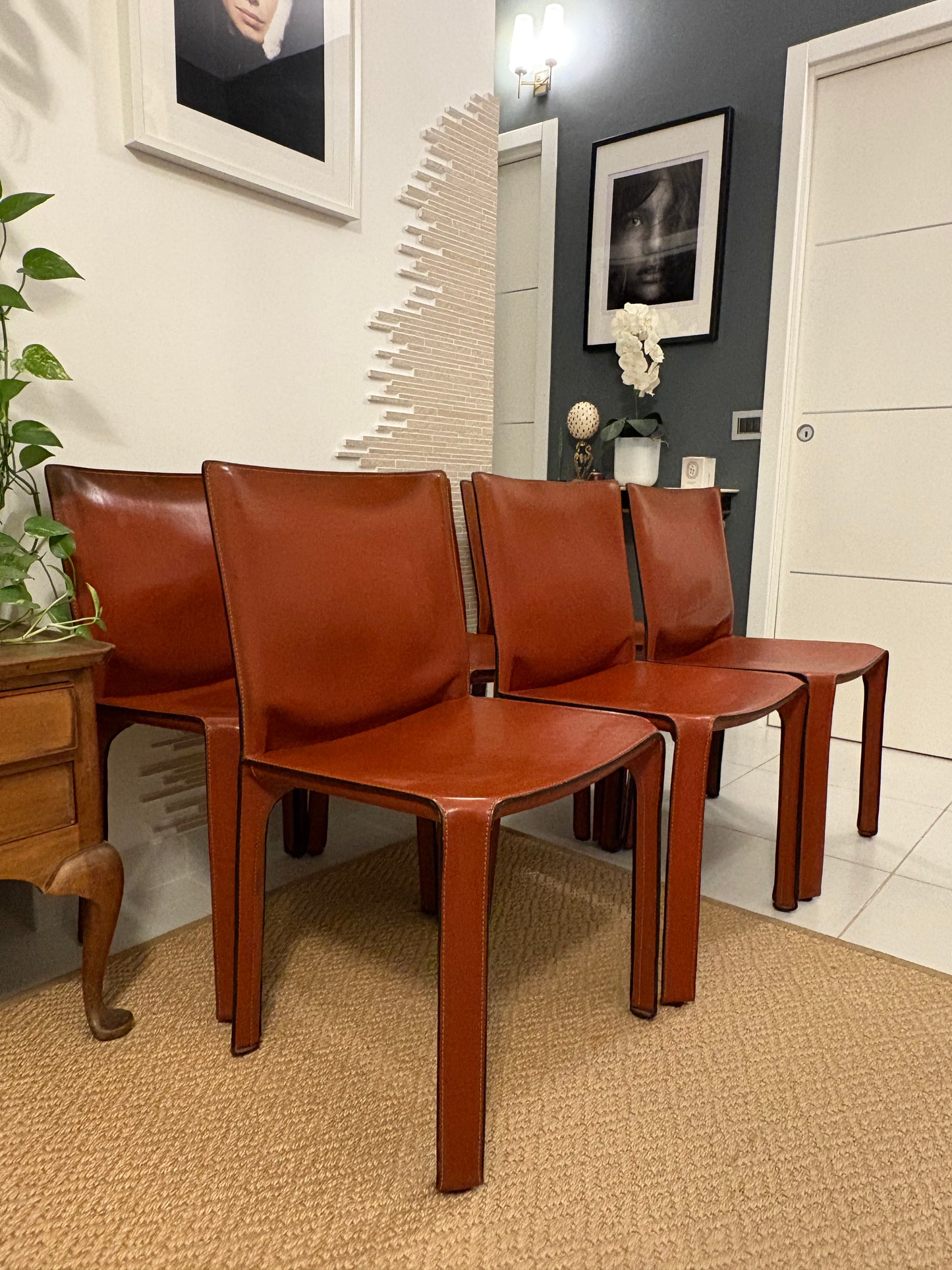 Set 6 chairs Mario Bellini - Cassina 412 Cab