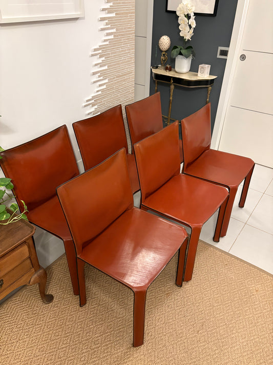 Set 6 chairs Mario Bellini - Cassina 412 Cab
