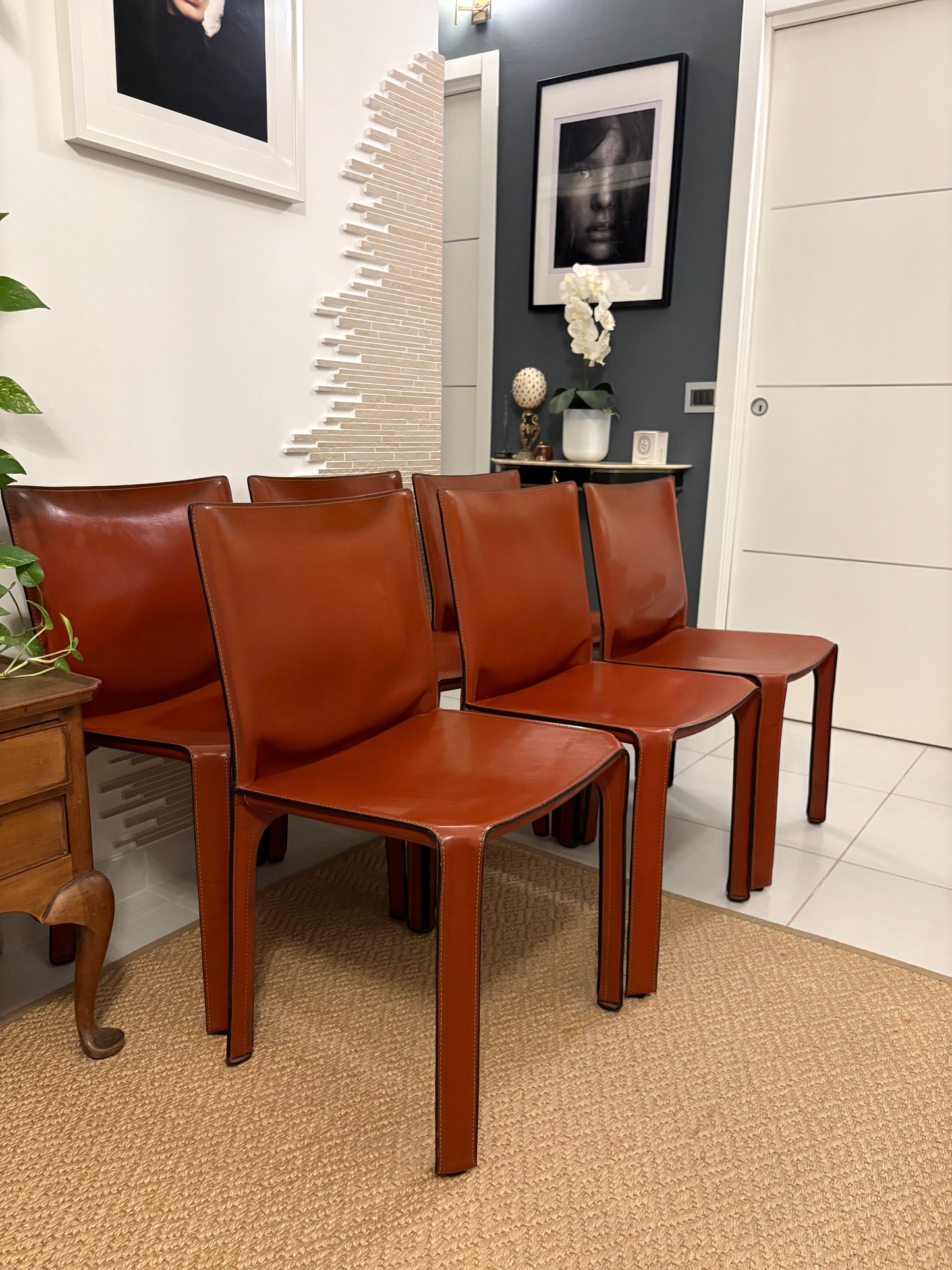 Set 6 chairs Mario Bellini - Cassina 412 Cab