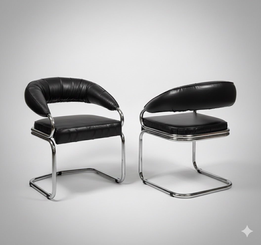 Giotto Stoppino space age leather chairs