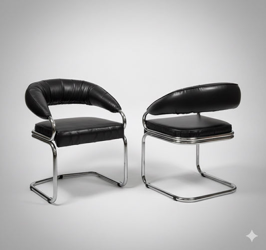Giotto Stoppino space age leather chairs