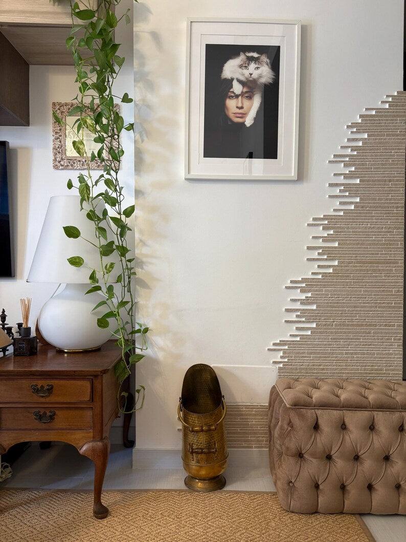 Portaombrelli vintage italiano in ottone con finitura antica, design artigianale mid-century per ingresso elegante