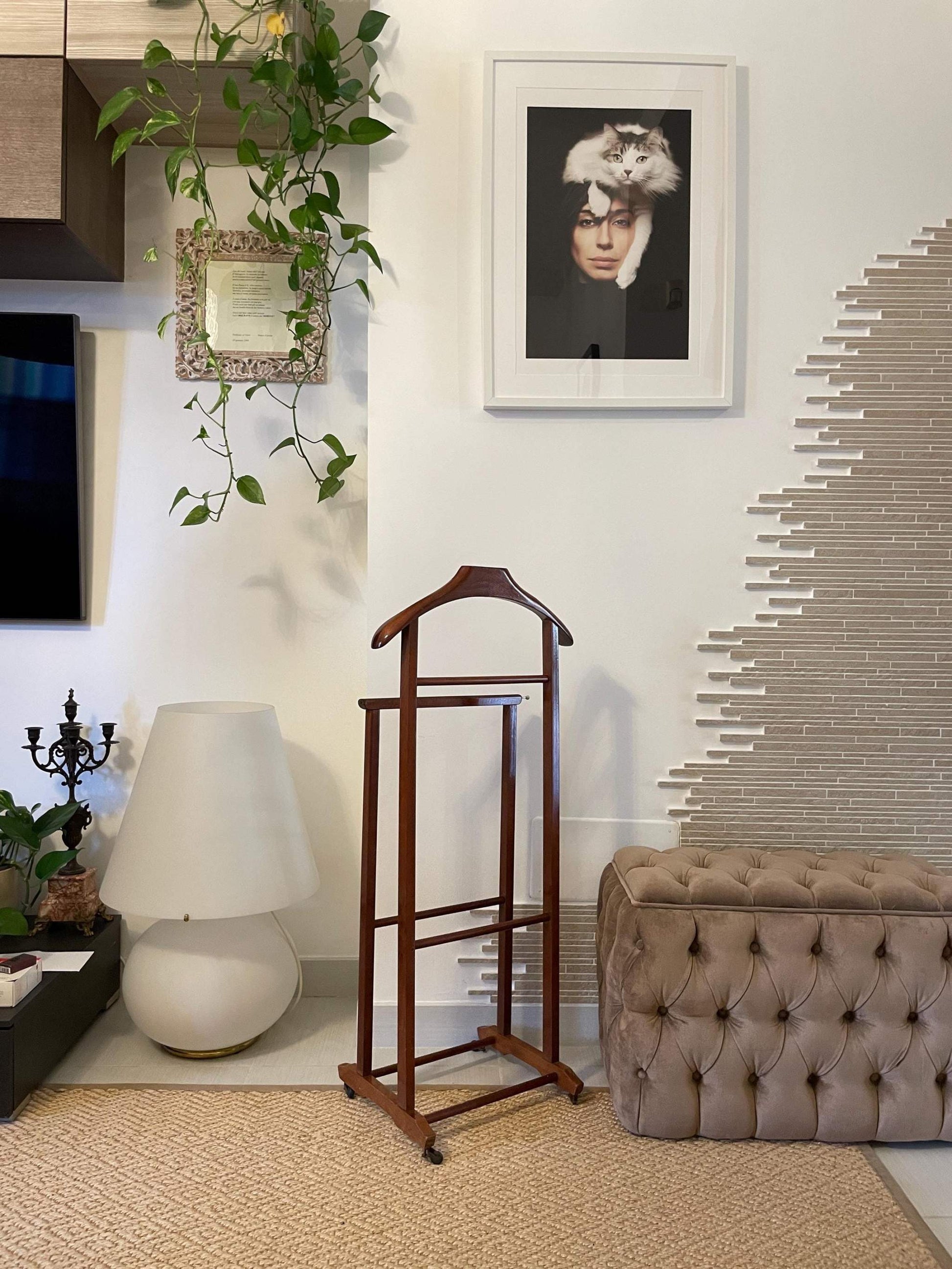 portabiti valet stand vintage in legno italiano d'epoca elegante e funzionale per abiti e accessori