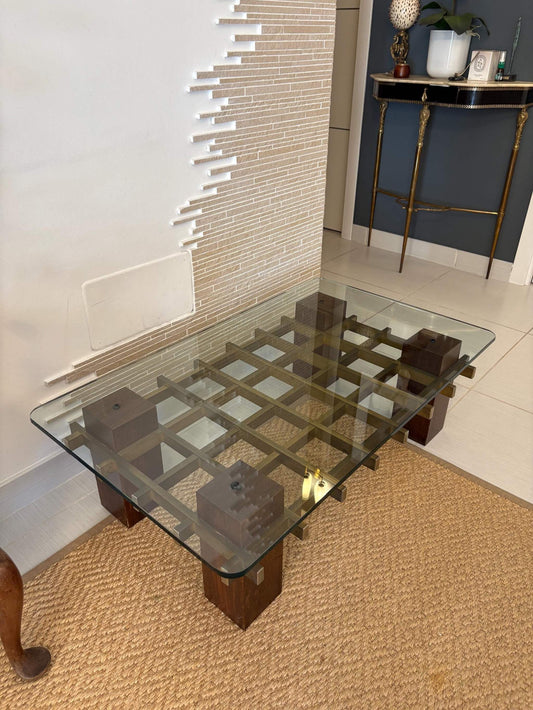 Vintage table living space age trays mid century set of two antique luxury handmade decoration Brass wood deco Italy design coffee bedroom image 1