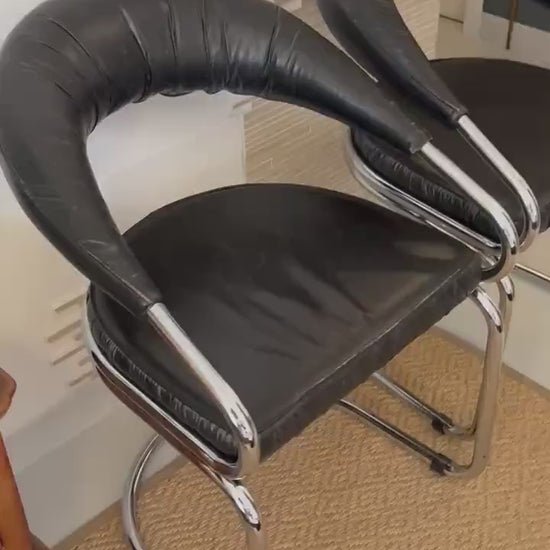 Giotto Stoppino leather chair mid-century Italian design