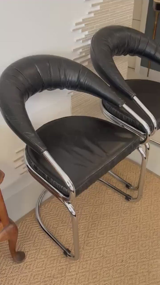 Giotto Stoppino leather chair mid-century Italian design