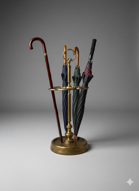 Umbrella holder vintage antique Italy handmade rain vase stand basket decorative gift storage wooden stylish design brass mid century stick